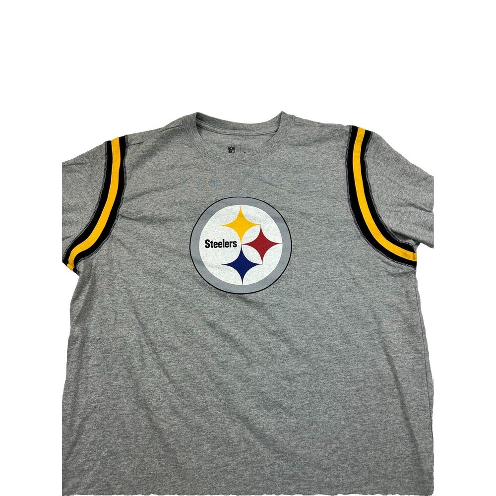Pittsburgh Steelers NFL Nike Long Sleeve Shirt Mens L Gray Striped Shoulder Logo